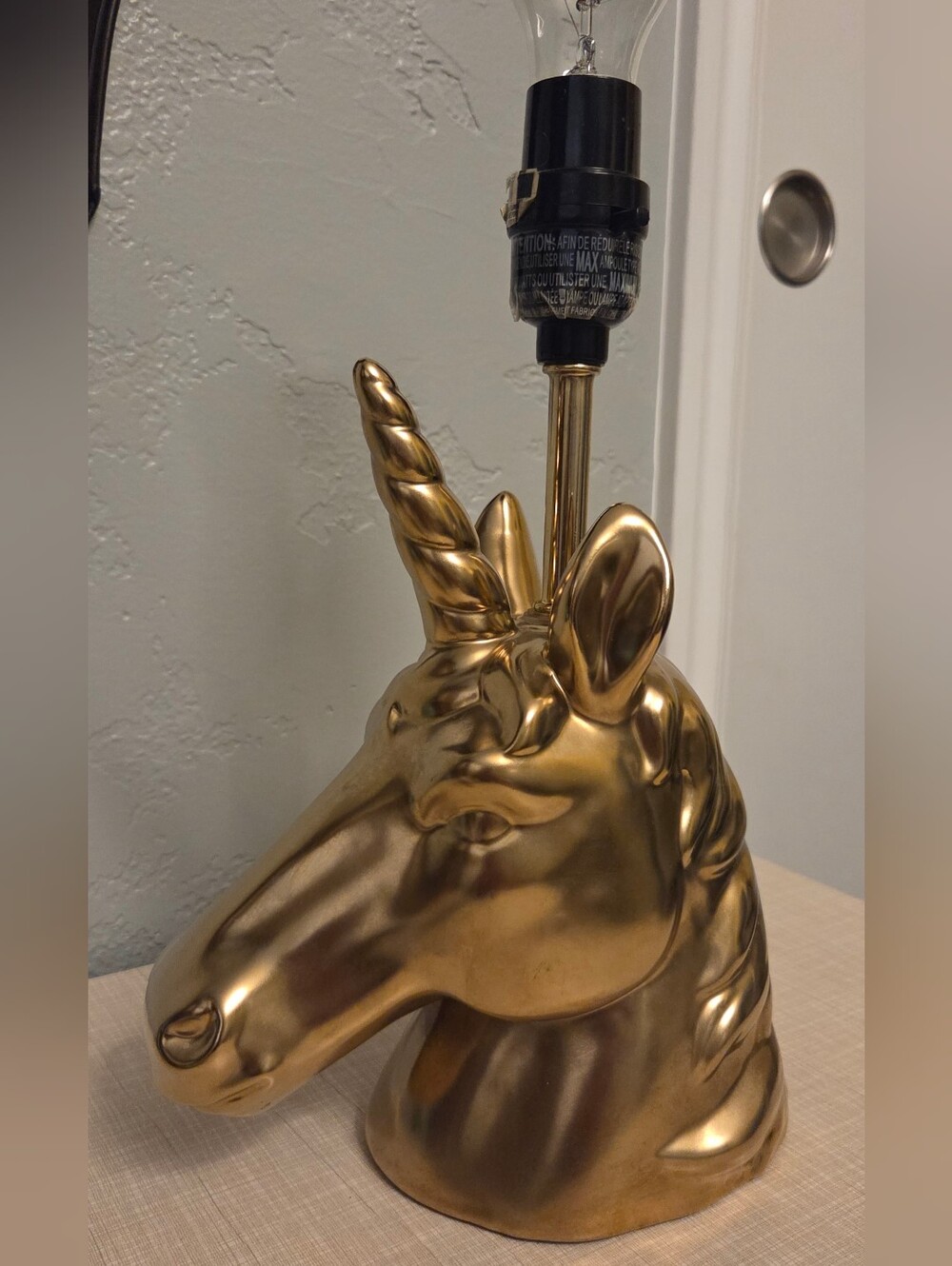 Metallic Gold Unicorn Head Table Lamp By Pillowfort 12 Inches Tall